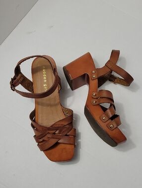 Madden Girl Cognac Strappy Platform Sandals
